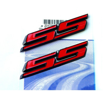 2Pcs Oem Black Ss Emblem 3D Badge Decal Compatible With Camaro Ss Sierra Flat Matte Red