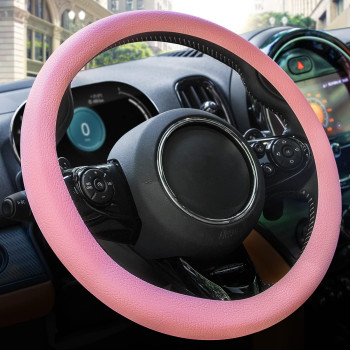 Spurtar Steering Wheel Cover, Soft Silicone Texture Steering Wheel Covers, 14-15 Anti-Slip Car Pink Steering Wheel Cover, Car Steering Wheel Cover For Steering Wheel