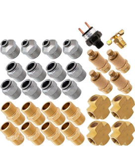 Vixen Air Set of Fittings for Eight 1/2" NPT Air Valves using 1/2" and 1/4" OD Air Lines, Pressure Switch Included VXK1207