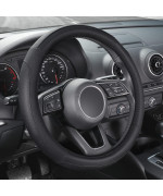 SEG Direct Black Microfiber Leather Steering Wheel Cover for Prius Civic 14" - 14.25"