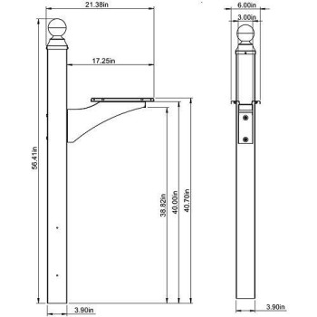 Gibraltar Mailboxes Landover Aluminum Black, Mailbox Post, LP000B00