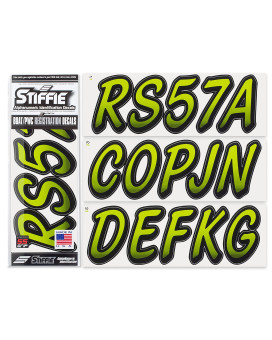 Stiffie Whipline Atomic Greenblack Super Sticky 3 Alpha Numeric Registration Identification Numbers Stickers Decals For Sea-Doo Spark, Inflatable Boats, Ribs, Hypalonpvc, Pwc And Boats