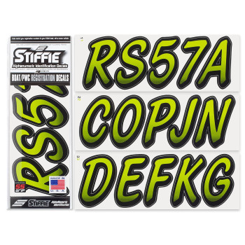 Stiffie Whipline Atomic Greenblack Super Sticky 3 Alpha Numeric Registration Identification Numbers Stickers Decals For Sea-Doo Spark, Inflatable Boats, Ribs, Hypalonpvc, Pwc And Boats