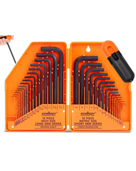 HORUSDY 30-Piece Hex Key Set, Allen Wrench Set Inch/Metric MM(0.7mm-10mm) SAE(0.028"-3/8)