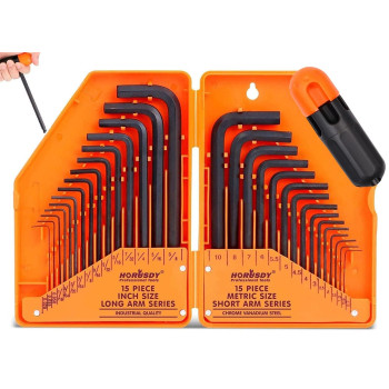 HORUSDY 30-Piece Hex Key Set, Allen Wrench Set Inch/Metric MM(0.7mm-10mm) SAE(0.028"-3/8)