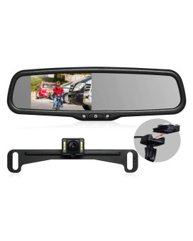 Rear View Mirror Camera With 4.3 Monitor, Super Night Vision Oem Backup Camera Mirror With Ip 68 Waterproof Back Up Camera For Car, Rearview Mirror For Parking & Driving Safety Auto-Vox T2