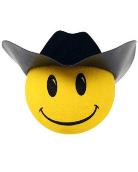Happyballs Happy Smiley Cowboy Head Car Antenna Topper/Auto Mirror Dangler/Desktop Bobble Buddy
