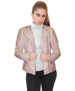 Olivia Miller Womens Faux Leather Zip Up Moto Biker Jk5207S Dusty Rose M