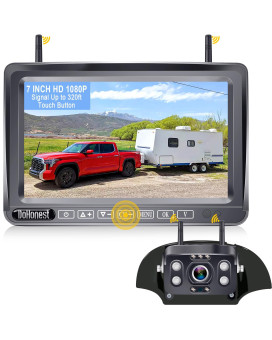 Dohonest Rv Backup Camera Wireless Easy Install: Plug&Play For Furrion Pre-Wired System Travel Trailer Rear View Camera 7 Touch Key Recording Monitor Clear Night Vision For Fifth Wheel/Camper -S21