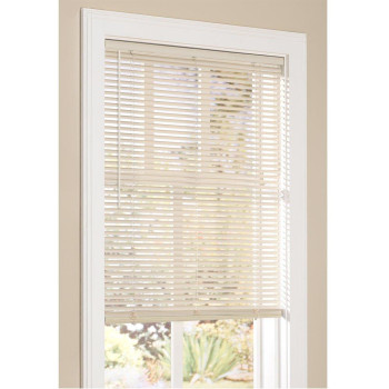 Vinyl Mini Blinds 1-Inch Cordless Room Darkening Blind For Windows - Starting At $997 - (Over 1,400 Addl Custom Sizes) Vinyl Blinds, Mini Blinds, Window Blinds Cordless, Alabaster - 49W X 72L