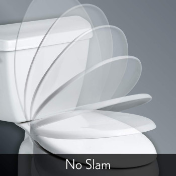 MAYFAIR 843SLOW 000 Lannon Toilet Seat will Slow Close and Never Loosen, ROUND, Durable Enameled Wood, White