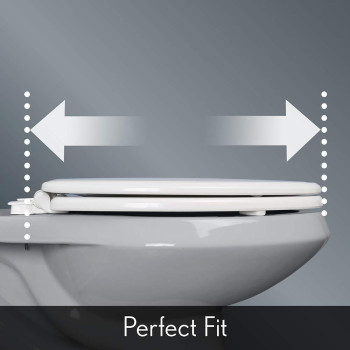 MAYFAIR 843SLOW 000 Lannon Toilet Seat will Slow Close and Never Loosen, ROUND, Durable Enameled Wood, White