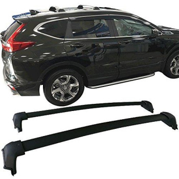 Cross Bar Compatible With 17-22 Honda Crv, Factory Style Black Rubber Aluminum Top Cargo Cross Bar By Ikon Motorsports