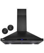 AKDY Convertible Kitchen Wall Mount Range Hood in Black Painted Stainless Steel with Lights and Carbon Filters (30 in.)