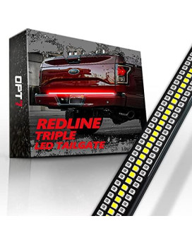 Opt7 60 Redline Triple Led Tailgate Light Bar W/Sequential Red Turn Signal - 1,200 Led Solid Beam - Weatherproof No Drill Install - Full Function Reverse Brake Running