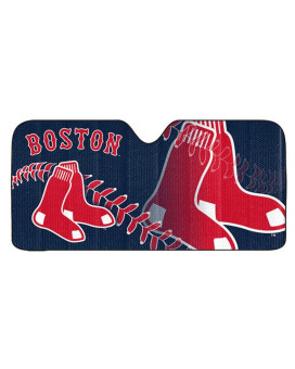 Fanmats 60032 Mlb Boston Red Sox Windshield Sun Auto Shade, Sun Shield Sun Visor Accordion Tri-Fold For Storage 59 X 295, Colorful Team Design