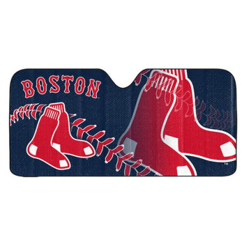 Fanmats 60032 Mlb Boston Red Sox Windshield Sun Auto Shade, Sun Shield Sun Visor Accordion Tri-Fold For Storage 59 X 295, Colorful Team Design