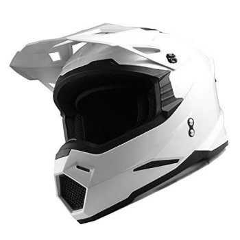 1Storm Adult Motocross Helmet Bmx Mx Atv Dirt Bike Four Wheeler Quad Motorcycle Full Face Helmet Racing Style: Hf801 Glossy White