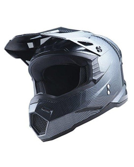 1Storm Adult Motocross Helmet Bmx Mx Atv Dirt Bike Four Wheeler Quad Motorcycle Full Face Helmet Racing Style: Hf801 Carbon Fiber Black