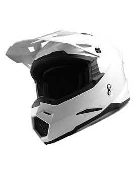 1Storm Adult Motocross Helmet Bmx Mx Atv Dirt Bike Four Wheeler Quad Motorcycle Full Face Helmet Racing Style: Hf801 Glossy White