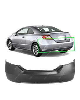 Mbi Auto - Primered, Rear Bumper Cover Replacement For 2006-2011 Honda Civic Coupe 2-Door 06-11, Ho1100234