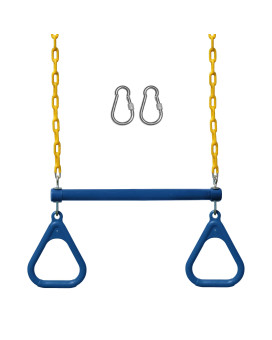 Jungle Gym Kingdom Swing Sets For Backyard, Monkey Bars Swingset Accessories - Set Includes 18 Trapeze Swing Bar 48 Heavy Duty Chain With Locking Carabiners - Outdoor Play Equipment (Blue)