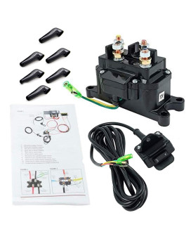 12V Winch Solenoid Relay Contactor Winch Rocker Thumb Switch Combo With Handlebar Control Kit Compatible With Atv Utv 1500Lb-5000Lb Polaris 800 1000