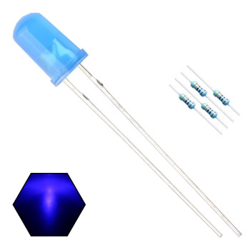 Edgelec 100Pcs 5Mm Blue Lights Led Diodes (Blue Lens) Diffused Round Lens 29Mm Long Lead (Dc 3V) 100Pcs Resistors (For Dc 6-12V) Included,Bulb Lamps Light Emitting Diode