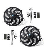 Mostplus Black Universal Electric Radiator Slim Fan Pushpull 12V Mounting Kit (14 Inch) Set Of 2