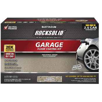 Rust-Oleum 293517 Rocksolid Polycuramine Garage Floor Coating, 2.5 Car Kit, Mocha