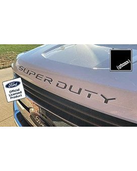 Decal Mods (2017-2022) Hood Grille Decal Sticker Letter Inserts Inlays (Thin) For Ford F250 F350 F450 Super Duty (Black Gloss) - Cb