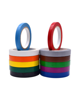 Wod Vtc365 Rainbow Pack Vinyl Pinstriping Tape, 34 Inch X 36 Yds (Pack Of 12) For School Gym Marking Floor, Crafting, & Stripping Arcade1Up, Vehicles And More