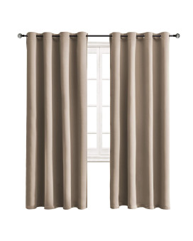 Wontex Blackout Curtains Room Darkening Thermal Insulated With Grommet Curtains For Bedroom, 52 X 84 Inch, Taupe, 2 Panels