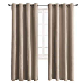 Wontex Blackout Curtains Room Darkening Thermal Insulated With Grommet Curtains For Bedroom, 52 X 84 Inch, Taupe, 2 Panels