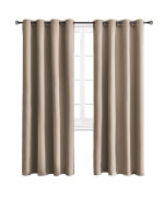 Wontex Blackout Curtains For Bedroom - Room Darkening Thermal Insulated Curtain With Grommet Top - 52 X 95 Inch, Taupe, 2 Panels