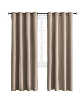 Wontex Blackout Curtains For Bedroom - Room Darkening Thermal Insulated Curtain With Grommet Top - 52 X 95 Inch, Taupe, 2 Panels