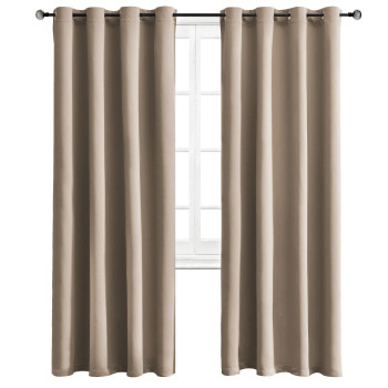 Wontex Blackout Curtains For Bedroom - Room Darkening Thermal Insulated Curtain With Grommet Top - 52 X 95 Inch, Taupe, 2 Panels