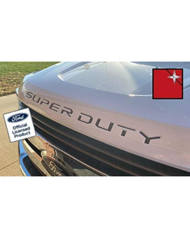 Decal Mods (2017-2022) Hood Grille Decal Sticker Letter Inserts Inlays (Thin) For Ford F250 F350 F450 Super Duty Red Reflective (Reflects Red) - Crr