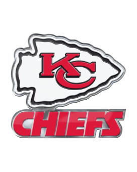 Fanmats 60602 Kansas City Chiefs Heavy Duty Aluminum Embossed Color Emblem, Auto Emblem Decal - Alternate