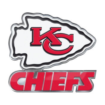 Fanmats 60602 Kansas City Chiefs Heavy Duty Aluminum Embossed Color Emblem, Auto Emblem Decal - Alternate