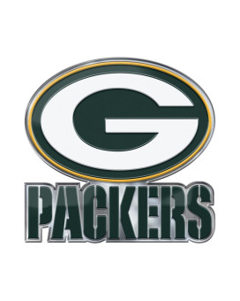 Fanmats 60599 Green Bay Packers Heavy Duty Aluminum Embossed Color Emblem, Auto Emblem Decal - Alternate