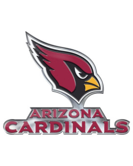 Fanmats 60588 Arizona Cardinals Heavy Duty Aluminum Embossed Color Emblem, Auto Emblem Decal - Alternate