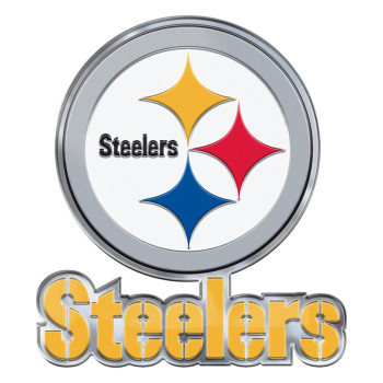 Fanmats 60612 Pittsburgh Steelers Heavy Duty Aluminum Embossed Color Emblem, Auto Emblem Decal - Alternate