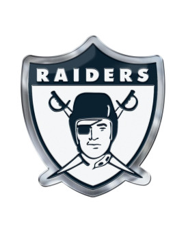 Fanmats 60610 Las Vegas Raiders Heavy Duty Aluminum Embossed Color Emblem, Auto Emblem Decal - Alternate