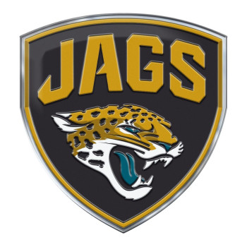 Fanmats 60601 Jacksonville Jaguars Heavy Duty Aluminum Embossed Color Emblem, Auto Emblem Decal - Alternate