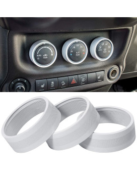 Audio Air Conditioning Button Cover Decoration Twist Switch Ring Trim For Jeep Wrangler Jk Jku Patriot 2011-2018, Compass 11-16, Liberty 08-12, Dodge Challenger 08-14 Interior Accessories (White)