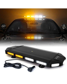 Xprite 27 White Amber Emergency Strobe Light Bar, Black Hawk High Intensity Led Warning Security Rooftop Caution Lightbar For Tow Trucks Construction Vehicle Patrol Cars Snowplow Safety