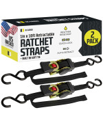 2 Auto Retract Ratchet Straps Wsoft Loop 1 X 10 Self-Contained Compact Cargo Strap Tiedowns For Motorcycles, Atvs, Bikes: Tight & Secure Pickup Trailer Tie-Down