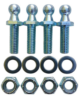 (4 Pack) 10Mm Ball Studs With Hardware - 516-18 Thread X 1 Long Shank - Gas Lift Support Strut Fitting