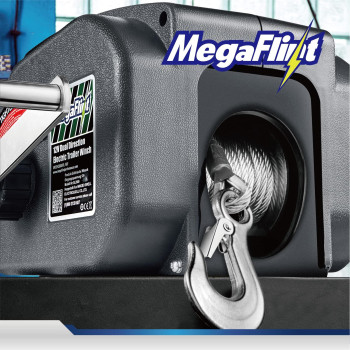 Megaflint Trailer Winch,Reversible Electric Winch, For Boats Up To 6000 Lbs.12V Dc,Power-In, Power-Out, And Freewheel Operations,30% Higher Winching Power Than Regular 6000 Lbs Winch (5000Lbs Marine)